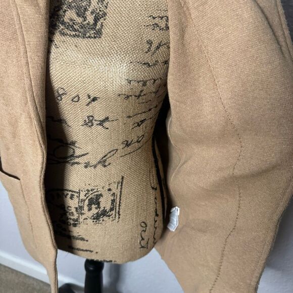 J Crew Cotton Blazer Open Front Tan Women Size XXS Pockets Business Casual - Picture 3 of 11
